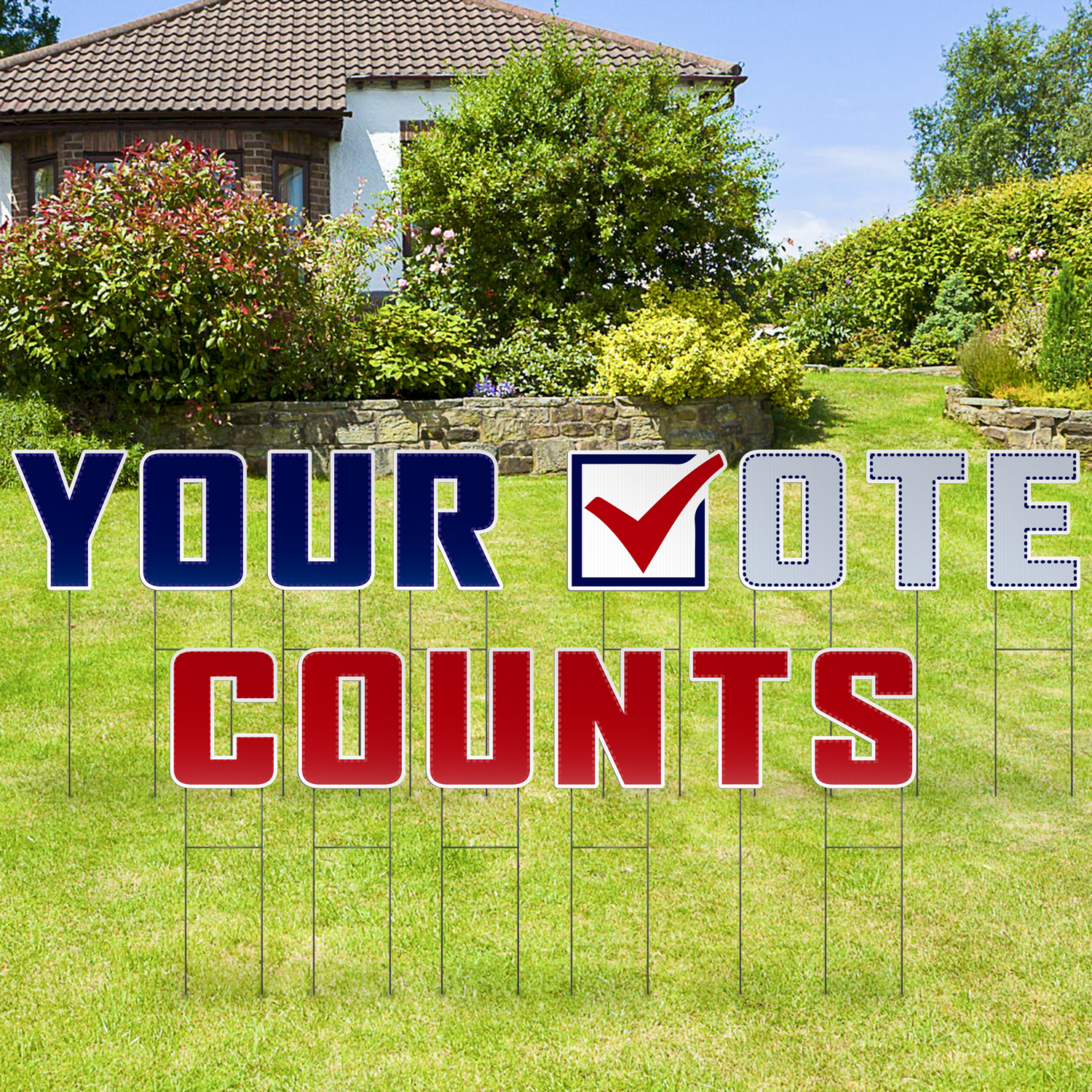 Custom Outdoor Yard Signs Multiple Sizes Pre-Packed Your Vote Counts