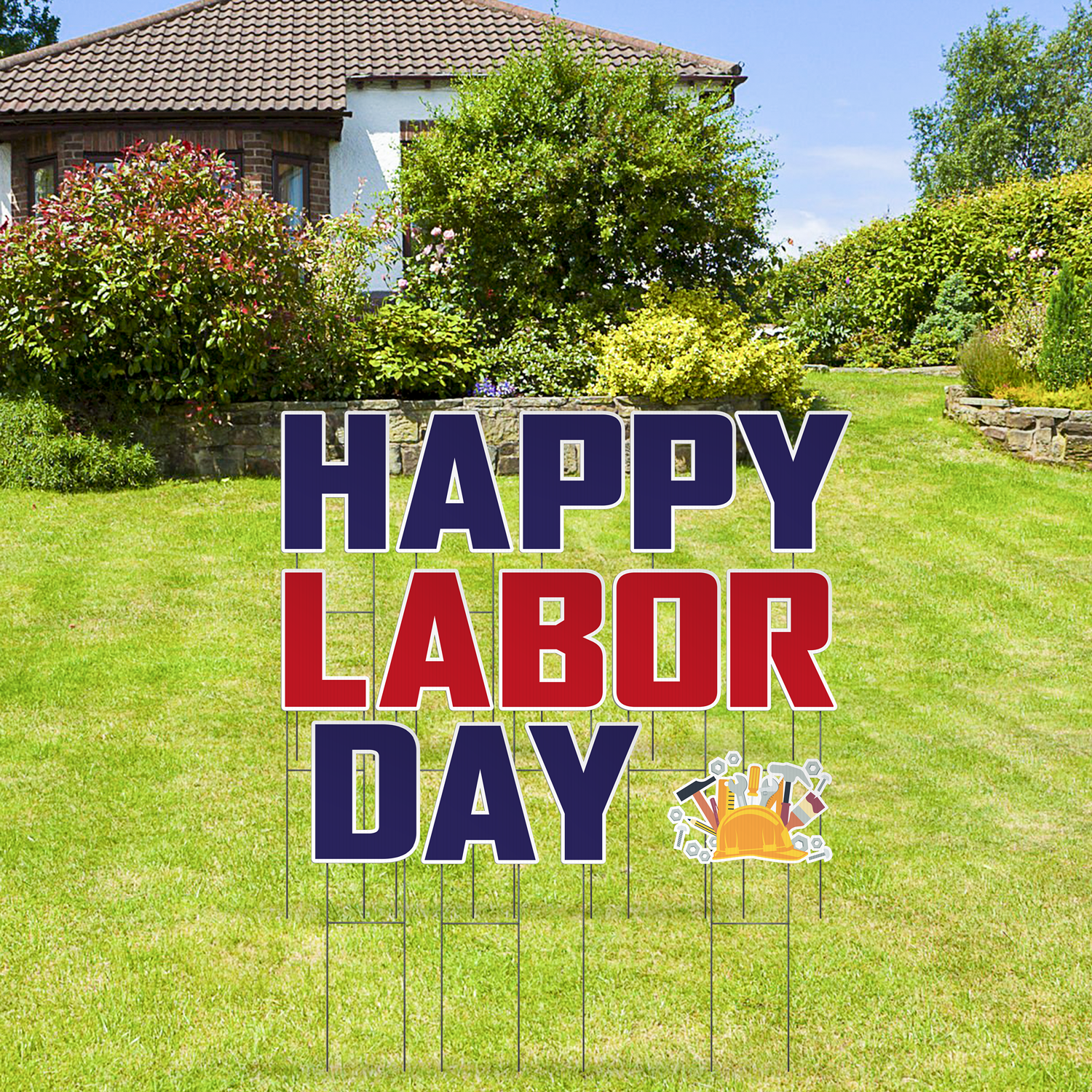 Custom Outdoor Yard Signs Multiple Sizes Pre-Packed Happy Labor Day
