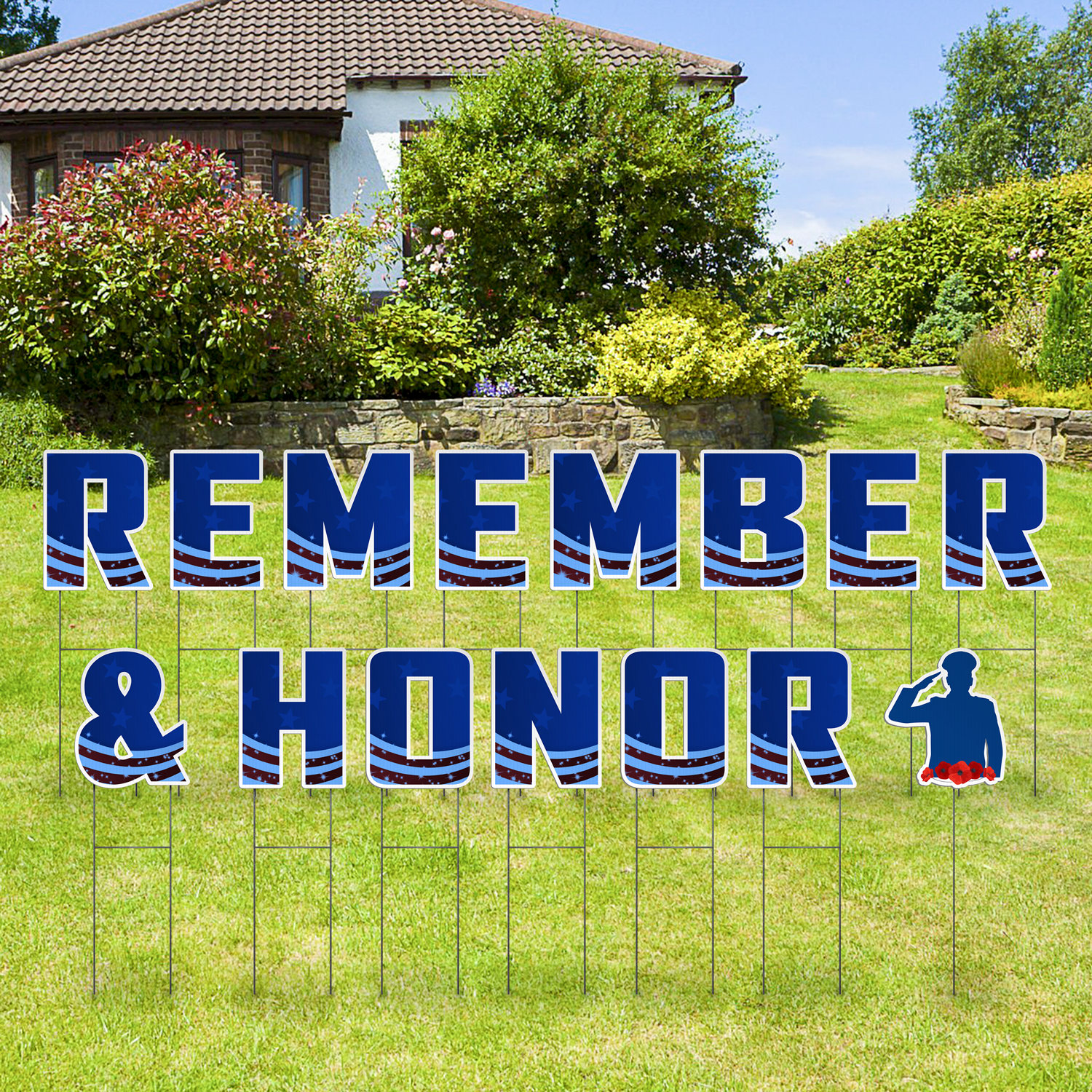 Custom Outdoor Yard Signs Multiple Sizes Pre-Packed Remember & Honor