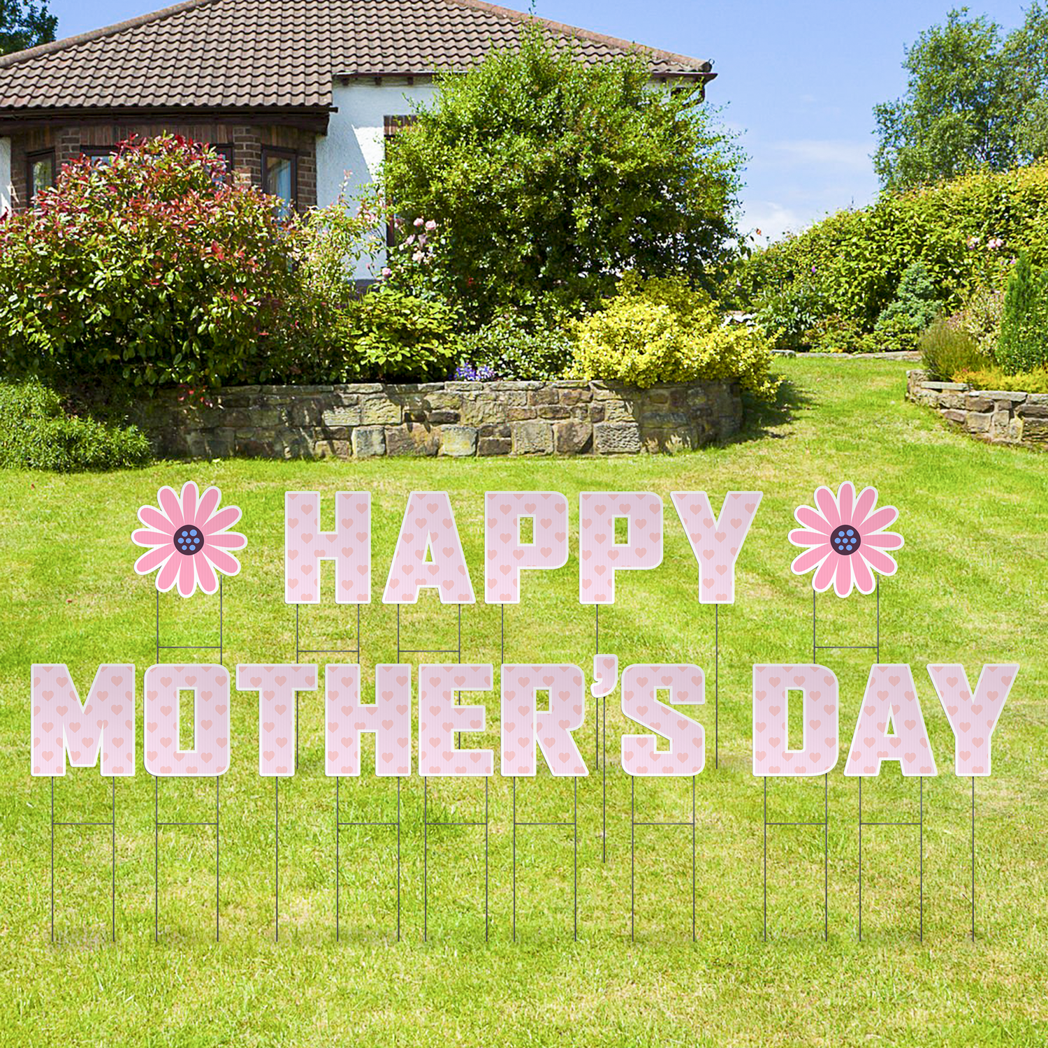 Custom Outdoor Yard Signs Multiple Sizes Pre-Packed Happy Mothers Day