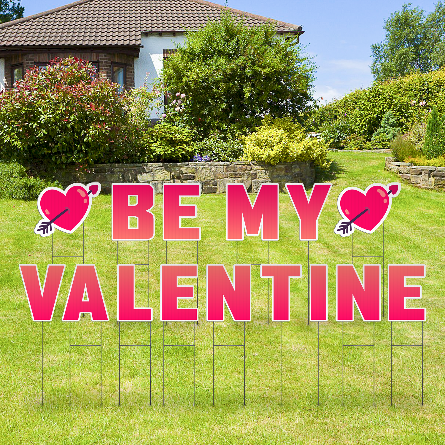 Custom Outdoor Yard Signs Multiple Sizes Pre-Packed Be My Valentine