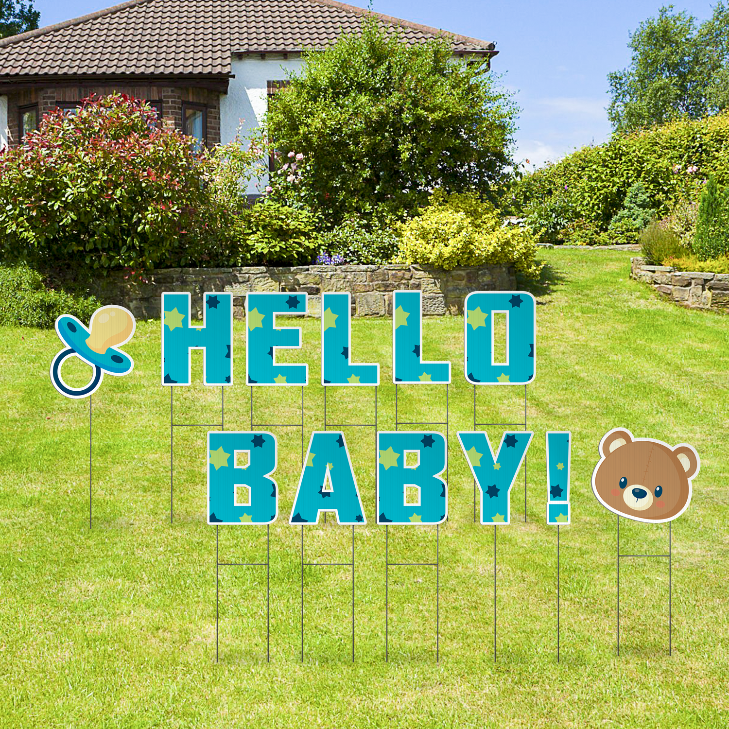 Custom Outdoor Yard Signs Multiple Sizes Pre-Packed Hello Baby!