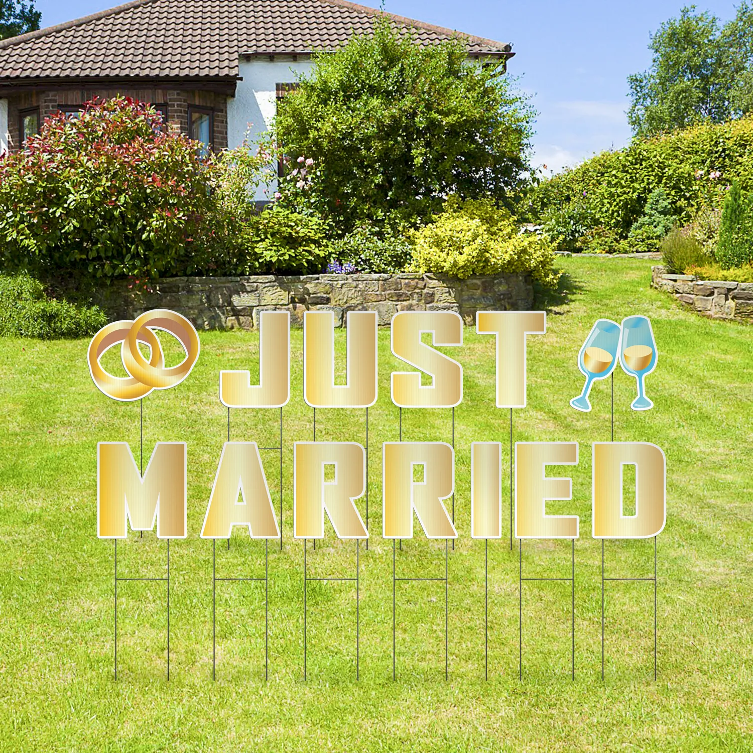 Custom Outdoor Yard Signs Multiple Sizes Pre-Packed Just Married