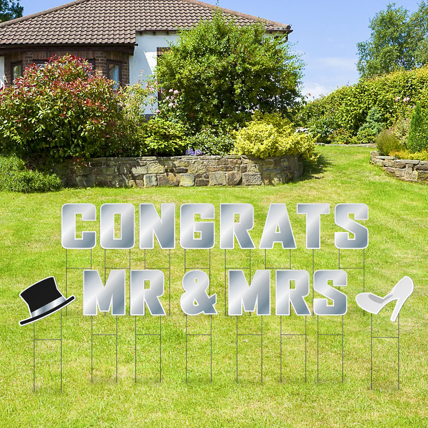 Custom Outdoor Yard Signs Multiple Sizes Pre-Packed Congrats Mr & Mrs
