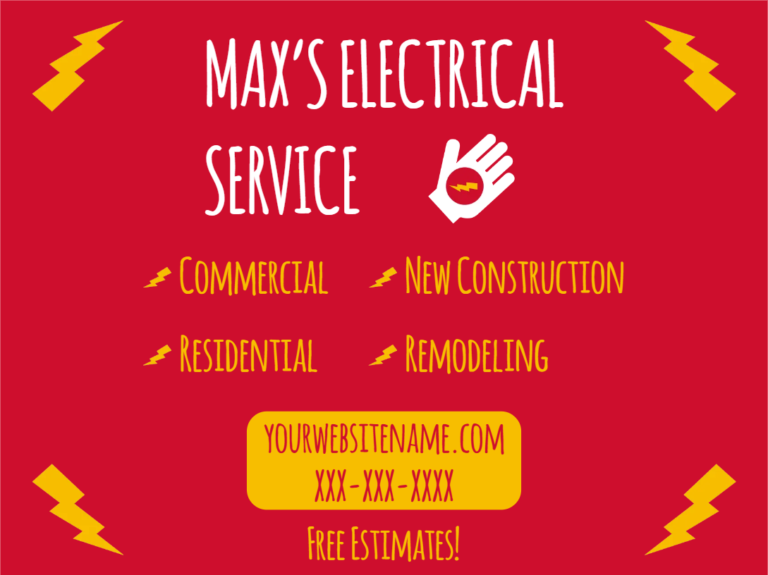 Custom Outdoor Yard Signs Multiple Sizes Electrical Service