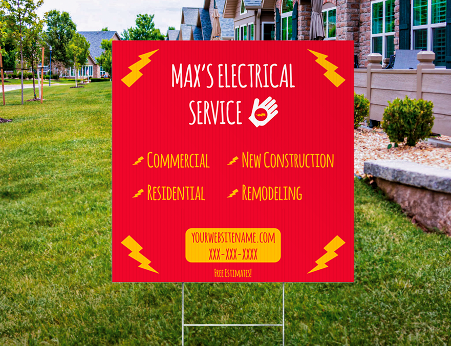 Custom Outdoor Yard Signs Multiple Sizes Electrical Service