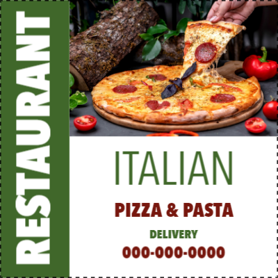 Custom Outdoor Yard Signs Multiple Sizes Italian Pizza and Pasta