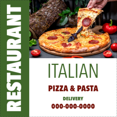 Custom Outdoor Yard Signs Multiple Sizes Italian Pizza and Pasta