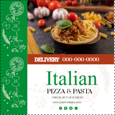 Custom Outdoor Yard Signs Multiple Sizes Italian Pizza and Pasta