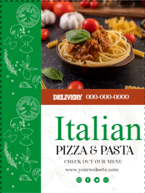 Custom Outdoor Yard Signs Multiple Sizes Italian Pizza and Pasta