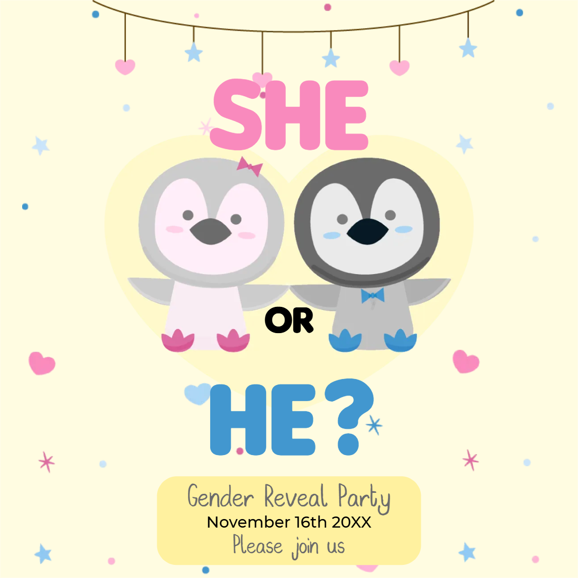 Custom Outdoor Yard Signs Multiple Sizes Gender Reveal Party She or He?