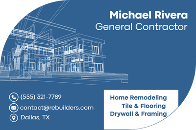 Custom Business Cards Multiple Sizes General Contractor