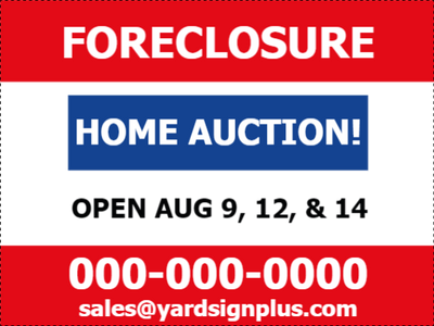 Custom Outdoor Yard Signs Multiple Sizes Foreclosure Home Auction