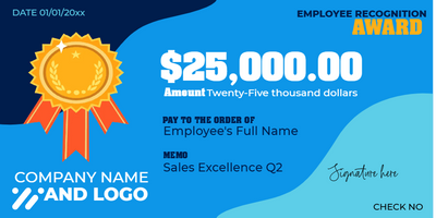 Custom Giant Check Multiple Sizes Employee Recognition