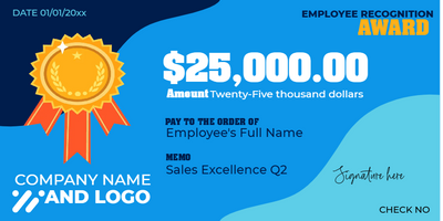 Custom Giant Check Multiple Sizes Employee Recognition