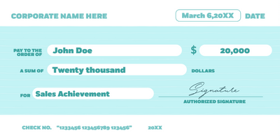 Custom Giant Check Multiple Sizes Sales Achievement