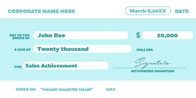 Custom Giant Check Multiple Sizes Sales Achievement