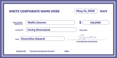 Custom Giant Check Multiple Sizes Executive Award