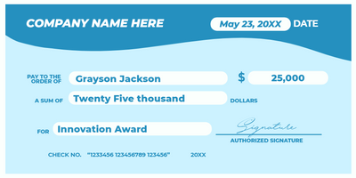 Custom Giant Check Multiple Sizes Innovation Award