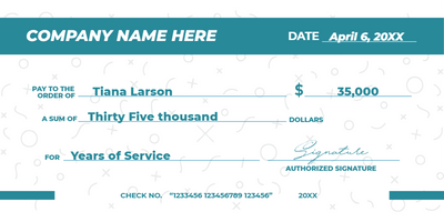 Custom Giant Check Multiple Sizes Years of Service