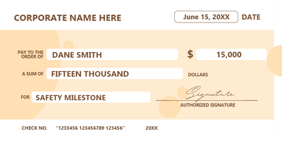 Custom Giant Check Multiple Sizes Safety Milestone