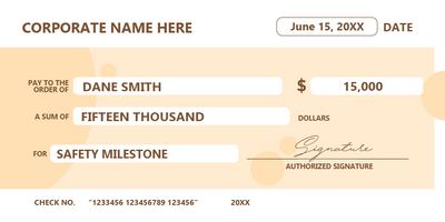 Custom Giant Check Multiple Sizes Safety Milestone