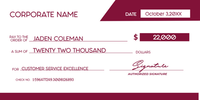Custom Giant Check Multiple Sizes Customer Service