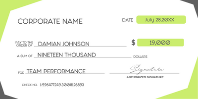 Custom Giant Check Multiple Sizes Team Performance