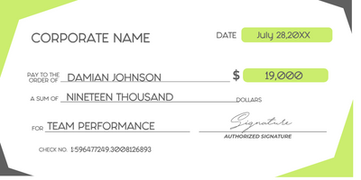 Custom Giant Check Multiple Sizes Team Performance