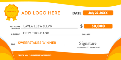 Custom Giant Check Multiple Sizes Sweepstakes Grant