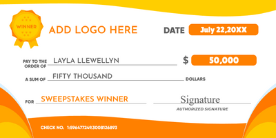Custom Giant Check Multiple Sizes Sweepstakes Grant