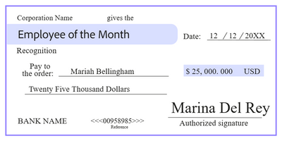 Custom Giant Check Multiple Sizes Employee