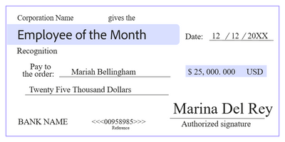 Custom Giant Check Multiple Sizes Employee