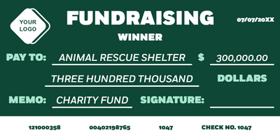 Custom Giant Check Multiple Sizes Fundraising Winner