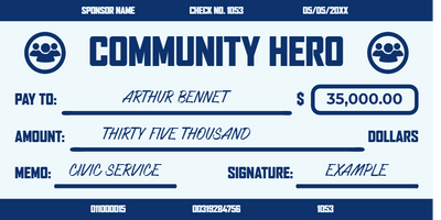 Custom Giant Check Multiple Sizes Community Award Winner