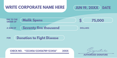 Custom Giant Check Multiple Sizes Hospital Donation