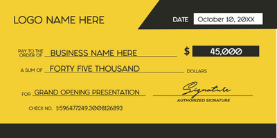 Custom Giant Check Multiple Sizes Grand Opening