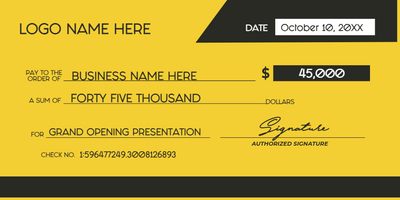 Custom Giant Check Multiple Sizes Grand Opening