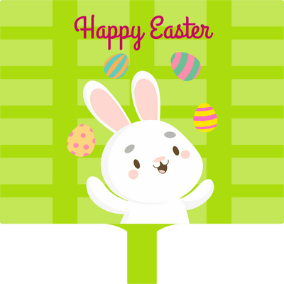Custom Hand Fans Multiple Sizes Easter Bunny