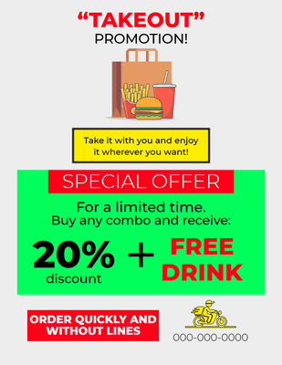 Custom Postcards Multiple Sizes Takeout Promotion