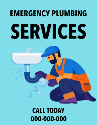Custom Postcards Multiple Sizes Emergency Plumbing Services