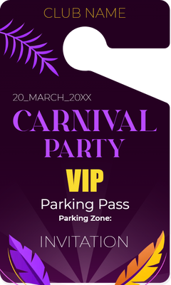 Custom Parking  Passes Multiple Sizes Carnival Pass