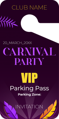 Custom Parking  Passes Multiple Sizes Carnival Pass