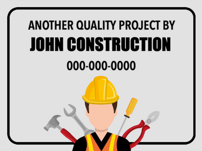 Custom Outdoor Yard Signs Multiple Sizes Construction Project