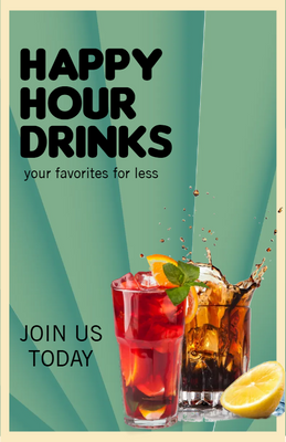 Custom Posters Multiple Sizes Hour Drinks