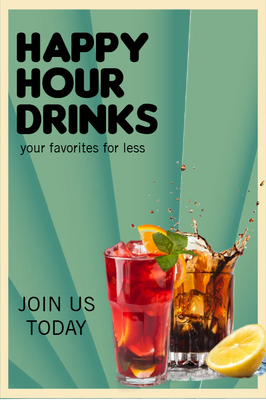 Custom Posters Multiple Sizes Hour Drinks