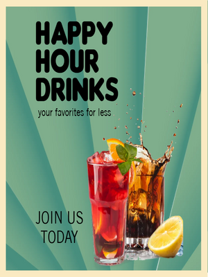 Custom Posters Multiple Sizes Hour Drinks