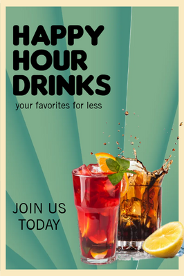 Custom Posters Multiple Sizes Hour Drinks