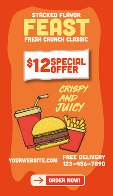 Custom Retractable Banners Multiple Sizes Fast Food