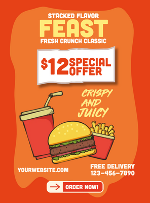Custom Retractable Banners Multiple Sizes Fast Food
